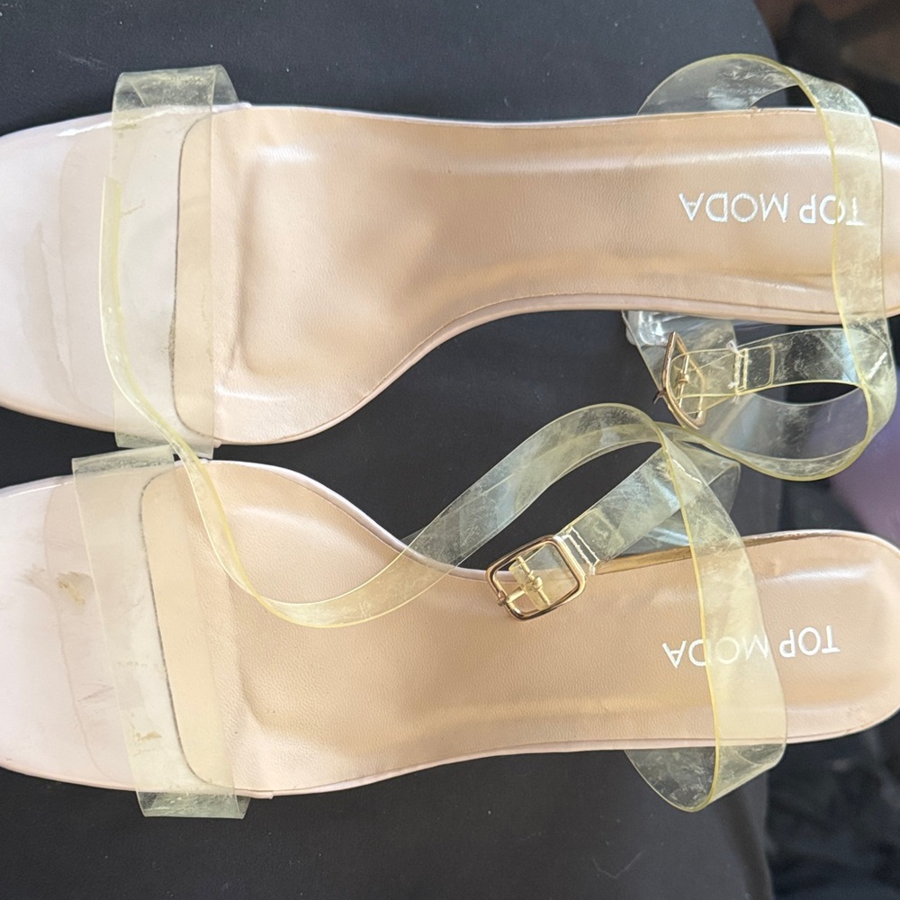 TOP Moda Women's Sandals with Transparent and Tan Straps